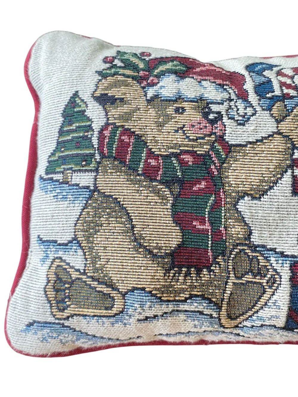 Holiday Tapestry Throw Pillow HAVE A VERY BEARRY CHRISTMAS Decorative Grannycore